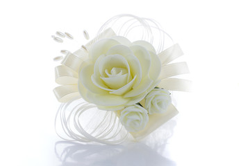Bud of a white rose. isolated on white background