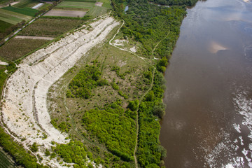 Aerial view - Vistula River near Kazimierz Dolny , Poland