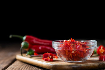 Red Chilis in a bowl (cutted)