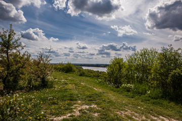 Obraz premium Aerial view - Vistula River near Kazimierz Dolny , Poland
