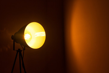 Yellow light in a dark room