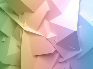 Colorful digital 3d chaotic polygonal surface
