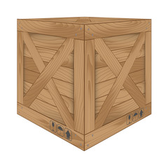 Vector of brown wooden box on white