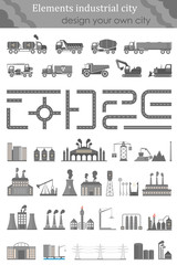 Vector Set of Icons Industrial City