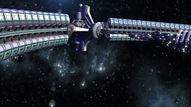 Interstellar spaceship with dome core and gravitation wheel
