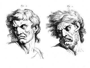 Man Face, Antique engraving