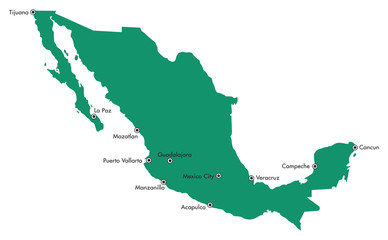 Map of Mexico with Cities