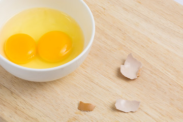 Raw eggs in a bowl, hammering