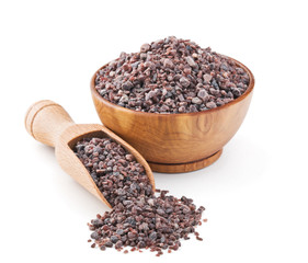 Indian Black salt in a wooden bowl - 83310326
