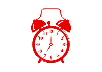 Red alarm clock icon on white background