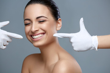 Woman smile. Teeth whitening. Dental care.