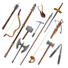 Set of different weapons