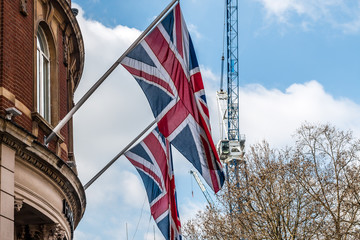 two England flags on a building