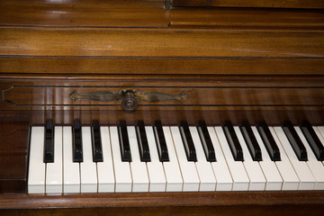 Fototapeta na wymiar Piano keys viewed from above - White and black piano