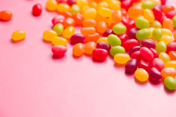 jelly beans on pink background