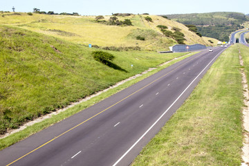 Double Lane Highway Disappearing into the Distance