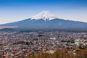Aerial view of mt.Fuji, Fujiyoshida, Japan
