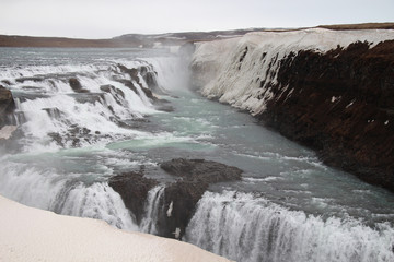 Fototapeta na wymiar Gullfoss Wasserfall Island