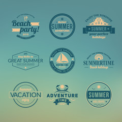 Retro summer vintage label on colorful background