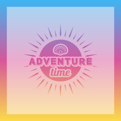 Retro summer vintage label on colorful background