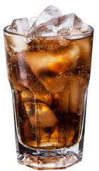 Glass of cola with ice cubes.