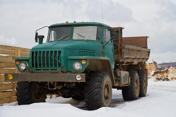 Old soviet truck "Ural" in a countryside