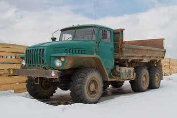Old soviet truck "Ural" in a countryside