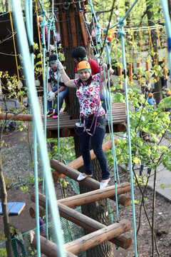 Family training in adventure park