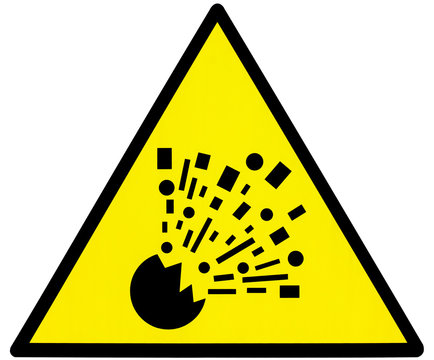 Yellow danger explosion clean triangle signal