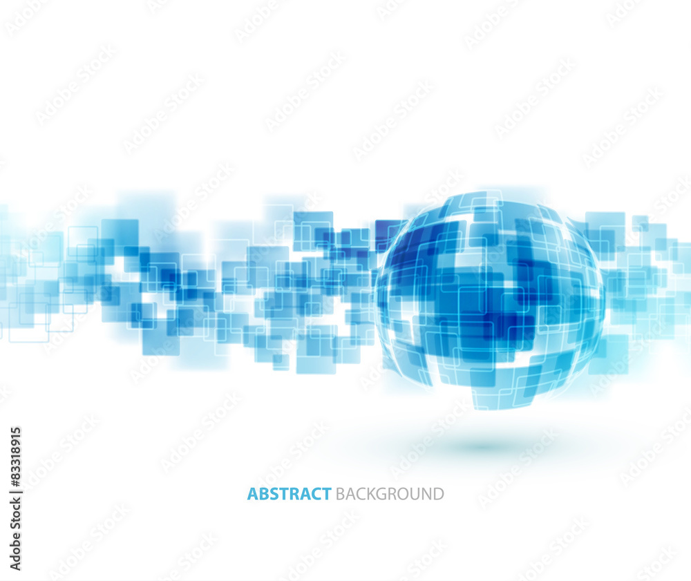 Poster blue shiny squares technical background. vector