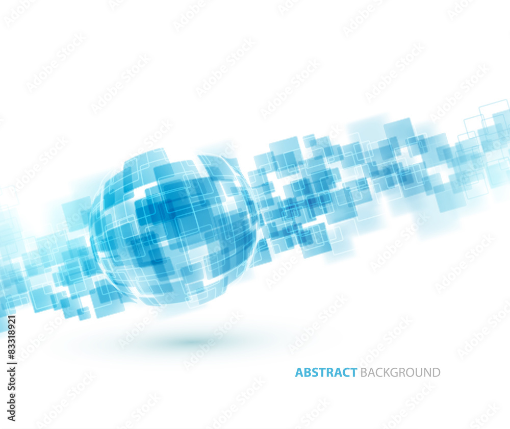 Poster blue shiny squares technical background. vector