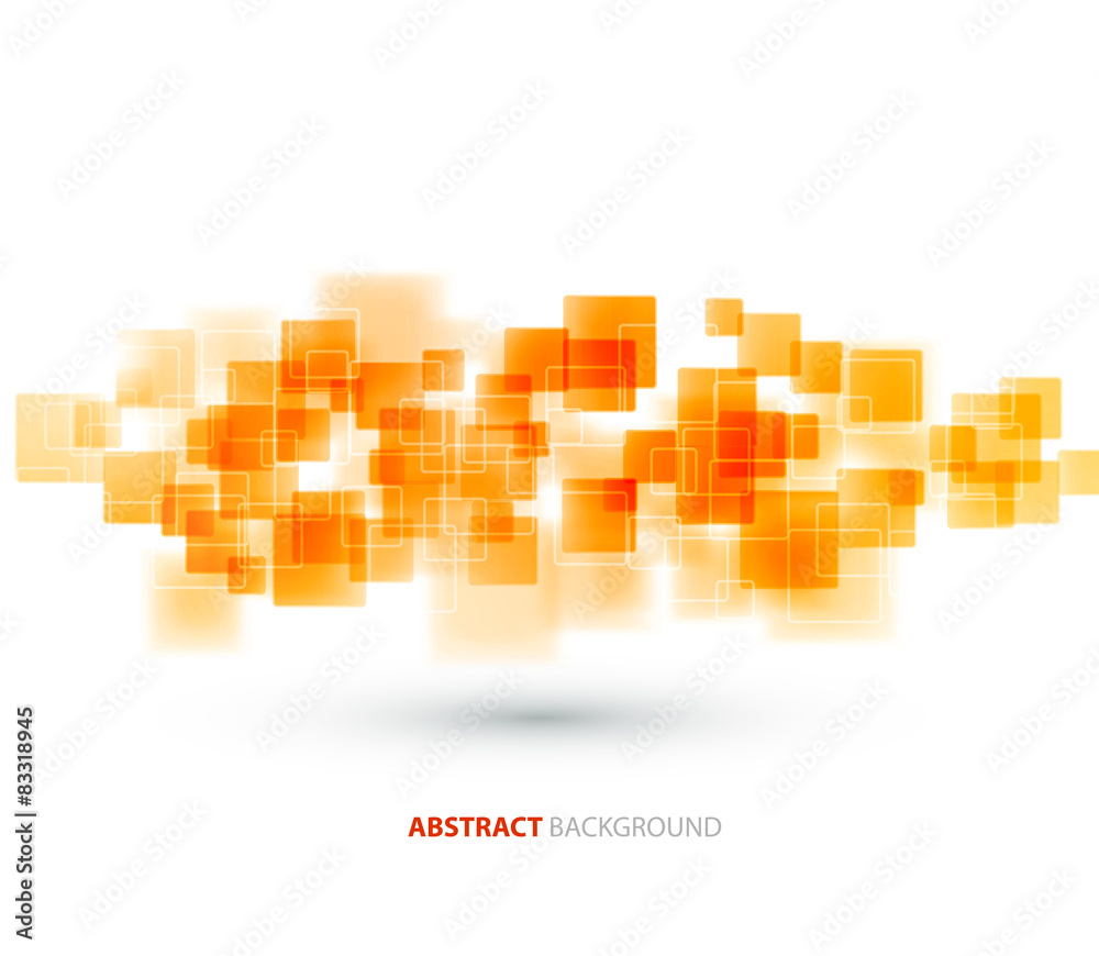 Poster orange shiny squares technical background. vector