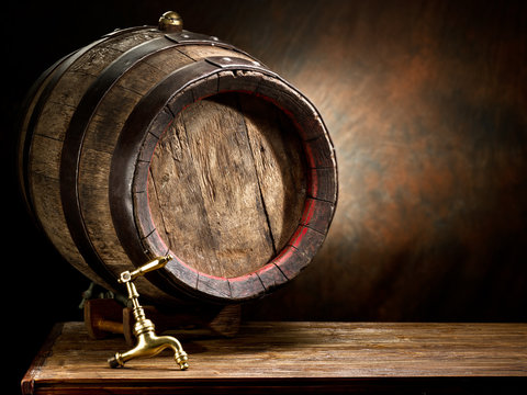 Old oak wine barrel.