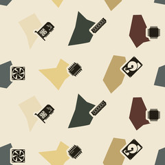 Seamless background with computer hardware and components