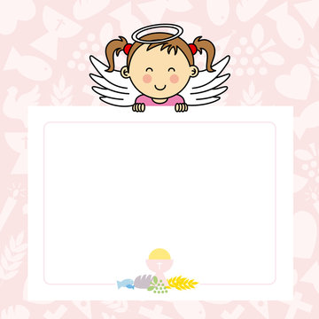  Baby girl with wings. blank space for photo or text