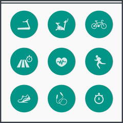Cardio Training round flat icons, vector illustration, eps10