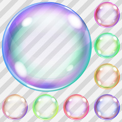Transparent soap bubbles. Transparency only in vector file