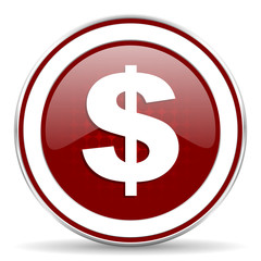 dollar red glossy web icon