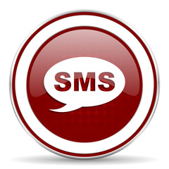 sms red glossy web icon