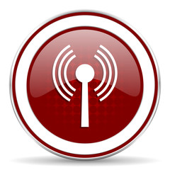 wifi red glossy web icon