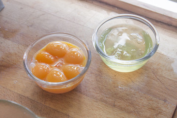 Egg yolks and whites