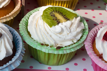 kiwi dessert fruit tart pastry with whipped cream