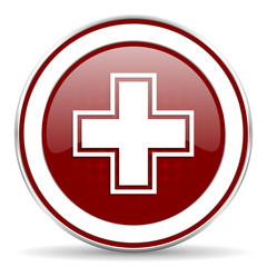 pharmacy red glossy web icon