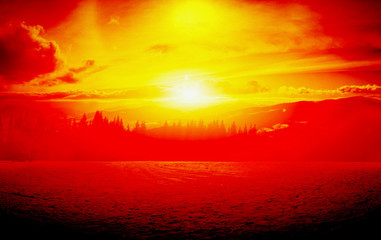 Fototapeta na wymiar Sunset winter landscape