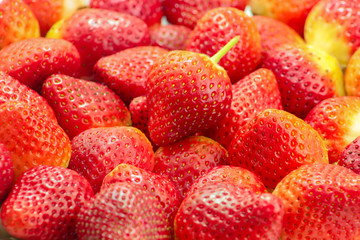 Fresh Strawberry on a Wooden Rustic Dish