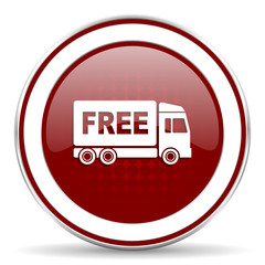 free delivery red glossy web icon