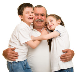 Grandfather and grandchildren portrait