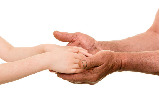 child and old man hands