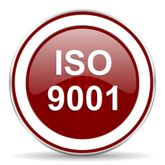 iso 9001 red glossy web icon