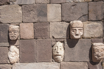 Face Wall at Tiwanaku, Altiplano, Titicaca region, Bolivia